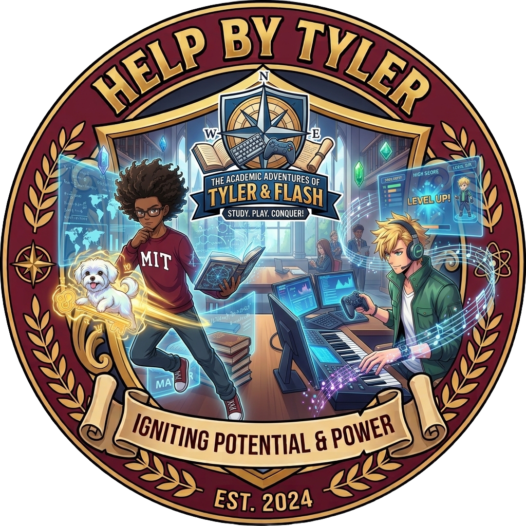 Keep only the central Help by Tyler emblem/logo from the existing image. Remove the surrounding square/background entirely and make the result a clean emblem with transparent background. Preserve the emblem's original design, lettering, colors, and proportions; do not redesign it.